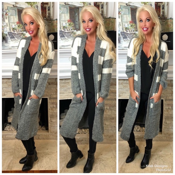 ❤️LAST 1! Super Warm/Soft Striped Cardigan - Picture 2 of 4